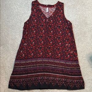 Floral Sleeveless dress - Red and navy blue